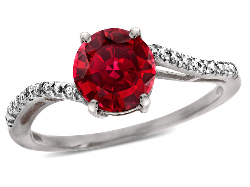 Star K Round 7mm Created Ruby Bypass engagement promise solitaire ring - 314780AF65