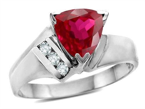 Star K Created Ruby Trillion Triangle Contemporary Modern Designer Ring - 314403A5