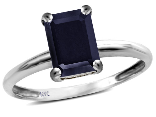 Star K Classic Octagon Emerald Cut 8x6mm Genuine Black Sapphire Solitaire Engagement Promise Ring - 314300AF8