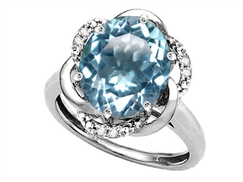 Star K Large Oval 12x10mm Genuine Sky Blue Topaz Love Knot Big Stone Ring - 314428P85