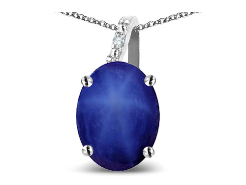 Star K Oval 8x6 Created Star Sapphire Journey Pendant Necklace