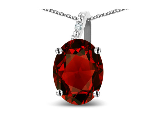 Star K Oval 8x6 Genuine Garnet Journey Pendant Necklace - 313603P