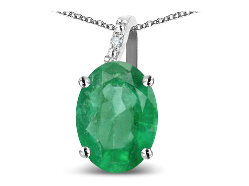 Star K Oval 8x6 Genuine Emerald Journey Pendant Necklace - 313594B