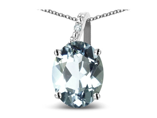 Star K Oval 8x6 Genuine Aquamarine Journey Pendant Necklace - 313618AF