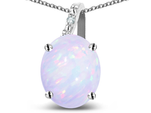 Star K 14k Gold Oval 9x7 Genuine Opal Journey Pendant Necklace - 313569A