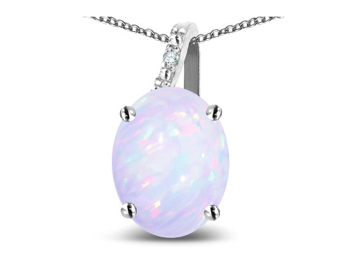 Star K Oval 8x6 Genuine Opal Journey Pendant Necklace - 313619W