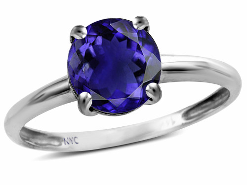 Star K Genuine Iolite Round 7mm Classic Solitaire Engagement Promise Ring - 314210B8