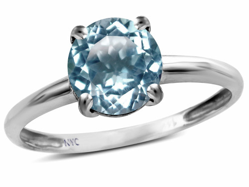 Star K Simulated Aquamarine Round 7mm Classic Solitaire Engagement Promise Ring - 314239AF4