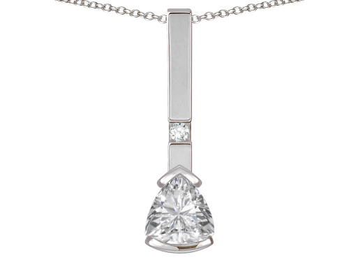 Star K 7mm Trillion Genuine White Topaz Bar Pendant Necklace - 314030AF