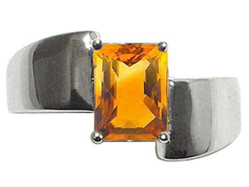 Tommaso Design Emerald Octagon Cut 8x6mm Genuine Citrine Ring - 22769A85