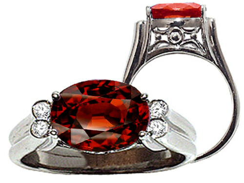 Tommaso Design Large Oval 10x8mm Genuine Garnet Ring - 22745A8