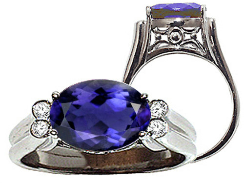 Tommaso Design Large Oval 10x8 mm Genuine Iolite Ring - 22747B8