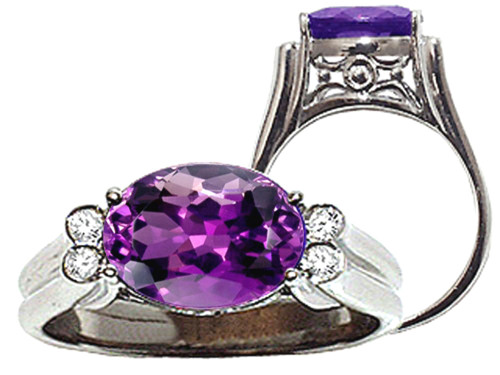 Tommaso Design Large Oval Genuine Amethyst Ring - 22742A65