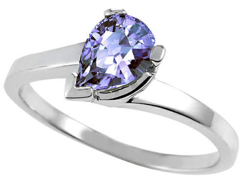 Tommaso Design Pear Shape 7x5mm Genuine Tanzanite Ring - 23228B8