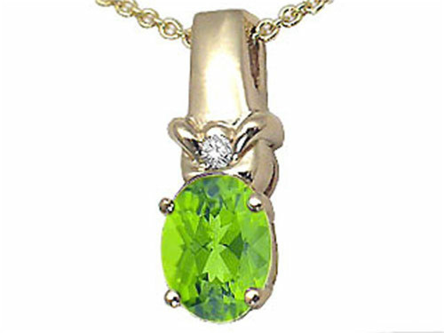 Tommaso Design Oval 8x6 mm Genuine Peridot Pendant Necklace - 23119A