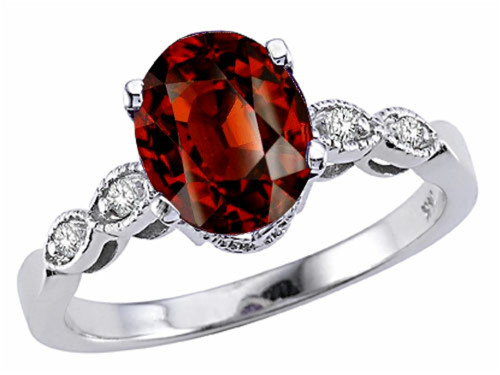 Tommaso Design Oval 8x6 Genuine Garnet Ring - 24257B9