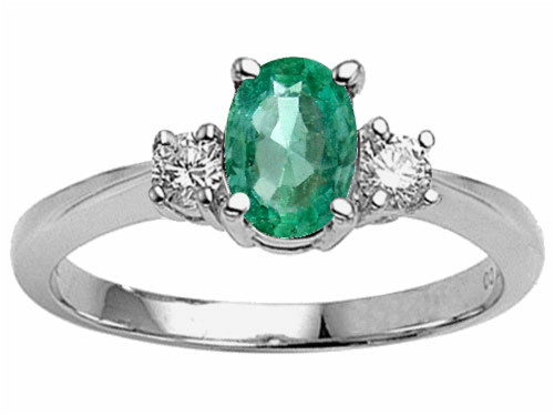 Tommaso Design Genuine Oval Emerald Engagement Ring - 24306A85