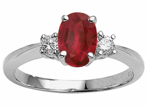 Tommaso Design Oval Genuine Ruby Engagement Ring - 24310B7