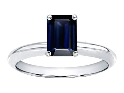 Tommaso Design 8x6mm Emerald Cut Genuine Sapphire Solitaire Engagement Ring - 23089B8