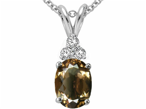 Tommaso Design Oval 8x6mm Genuine Smoky Quartz Pendant Necklace - 24293B