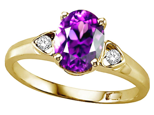 Tommaso Design Oval 9x7mm Genuine Amethyst Ring - 21675B5