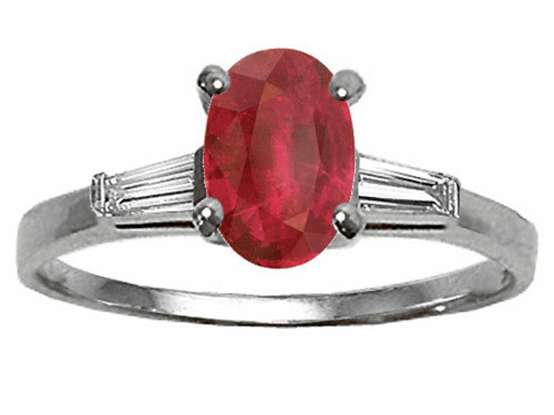 Tommaso Design Genuine Ruby and Diamond Engagement Ring - 21612A75