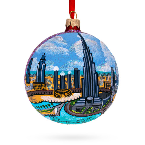 Burj Khalifa, Dubai, United Arab Emirates Glass Ball Christmas Ornament 4 Inches