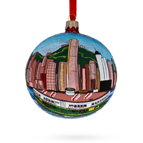 Star Ferry, Hong Kong Glass Ball Christmas Ornament 4 Inches