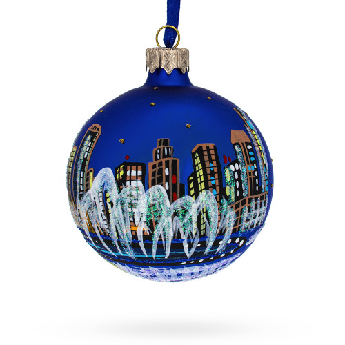 The Dubai Fountain, United Arab Emirates Glass Ball Christmas Ornament 4 Inches