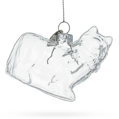 Cat in Scarf Clear Glass Ornament 2.4 Inches (60.96 mm)