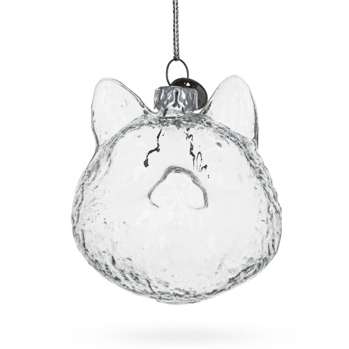 Cat Head Clear Glass Ornament 2.8 Inches (71.1 mm)