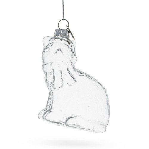 Cat in Hat Clear Glass Ornament 3.6 Inches (91.44 mm)