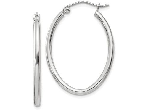 Finejewelers 14k White Gold Polished 2mm Oval Tube Hoop Earrings - TC119B