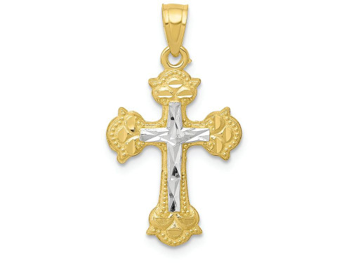 FJC Finejewelers 10k Yellow Gold with Rhodium Bright Cut Cross Charm 10C1123W