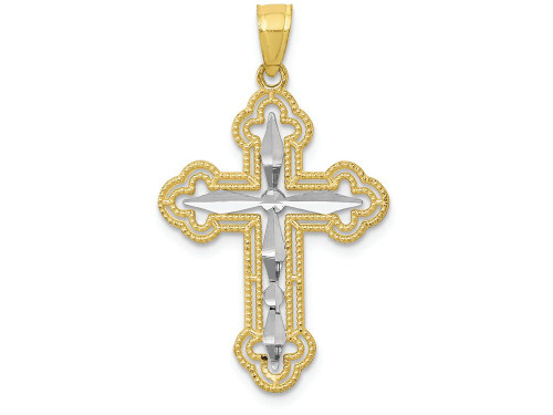 FJC Finejewelers 10k Yellow Gold with Rhodium Bright Cut Cross Charm 10C1128W