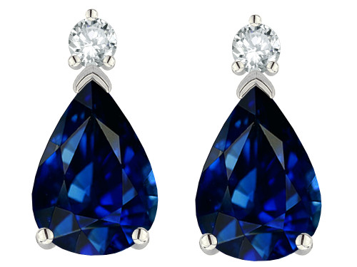 Star K 8x6mm Pear Shape Created Sapphire Classic Drop Earring Studs - 314841A