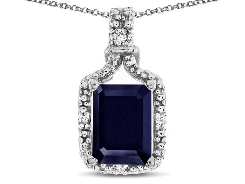 Star K Antique Vintage Look Emerald Cut 8x6 Genuine Sapphire Octagon Pendant - 317497W
