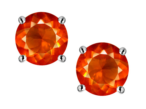 Star K Round 6mm Simulated Orange Mexican Fire Opal Classic Screw Back Stud Earrings - 311285B