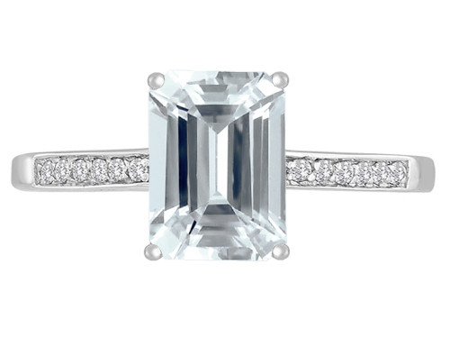 Star K Genuine Aquamarine Solitaire Engagement Ring - 310246B6
