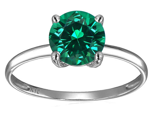 Star K 7mm Round Simulated Emerald Solitaire Engagement Ring