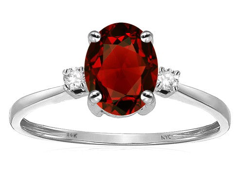 Star K Oval 8x6mm Genuine Garnet Engagement Promise Ring