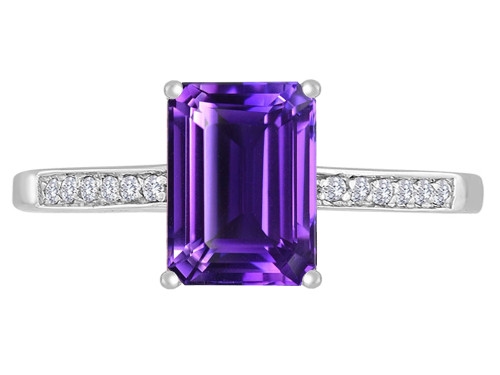 Star K 8x6mm Genuine Amethyst Solitaire Engagement Ring - 311115B9