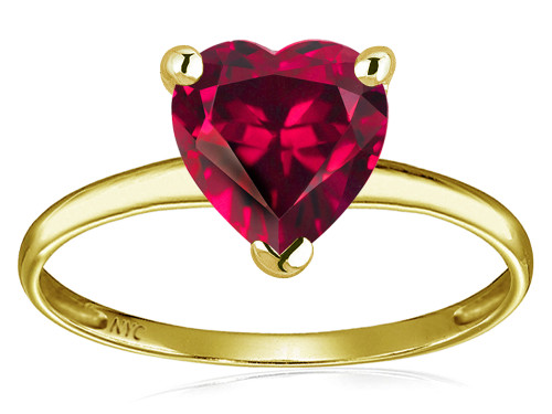 Star K Created Ruby Heart Shape 8mm Solitaire Engagement Ring - 312503A9