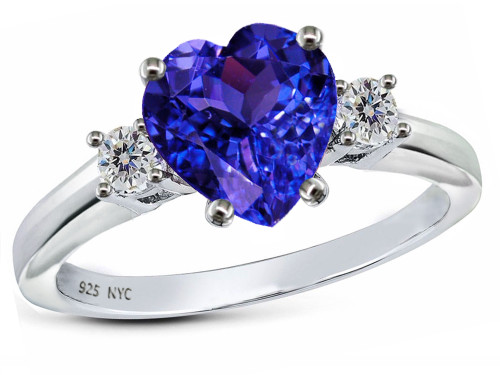 Star K 8mm Heart Shape Simulated Tanzanite Ring - 309748T9