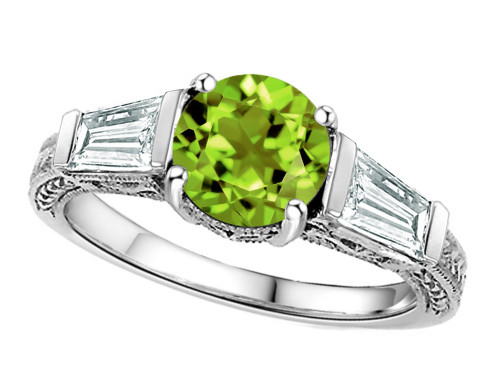 Star K Round 7mm Simulated Peridot and Cubic Zirconia Engagement Ring 311218 - 311218T4
