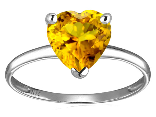 Star K Genuine Citrine Heart Shape 8mm Solitaire Engagement Ring - 312029AF7
