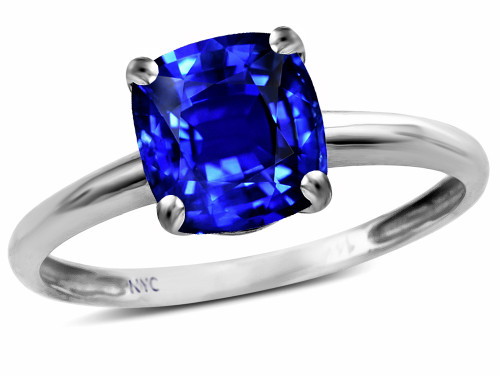 Star K Created Sapphire 7mm Cushion-Cut Solitaire Engagement Ring - 304103AF5