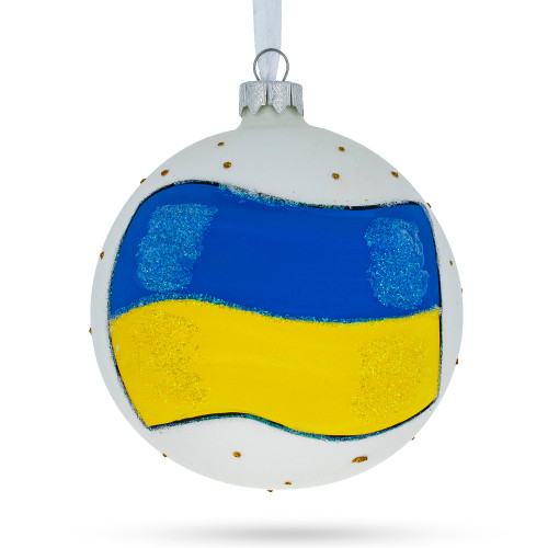Flag of Ukraine Glass Ball Christmas Ornament 4 Inches