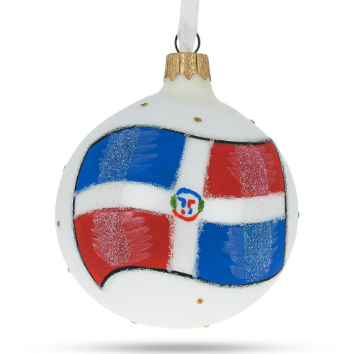 Flag of Dominican Republic Glass Ball Christmas Ornament