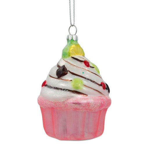 Cupcake / Muffin Glass Christmas Ornament